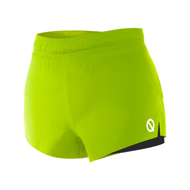 QK women's StrideFlex 3-Inch lined short lime green