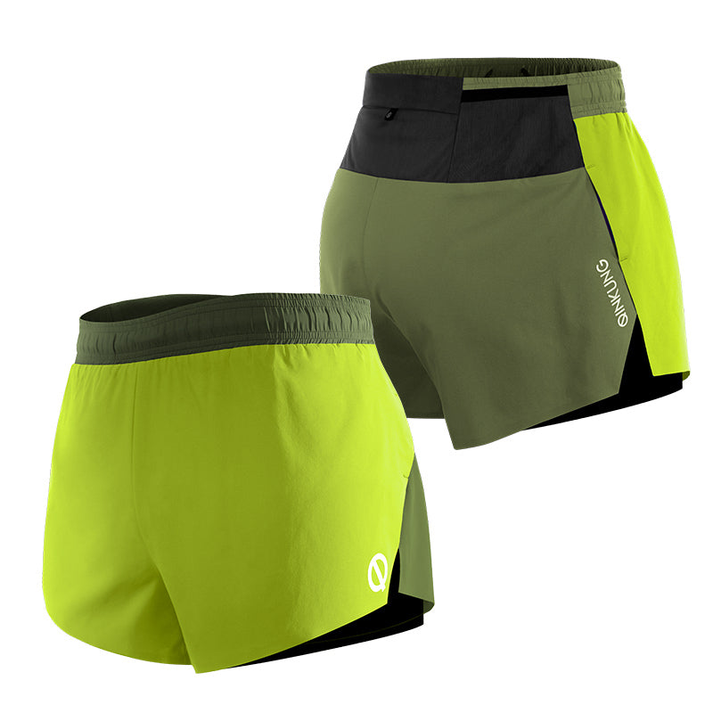 QK women's StrideFlex 3-Inch lined short olive green