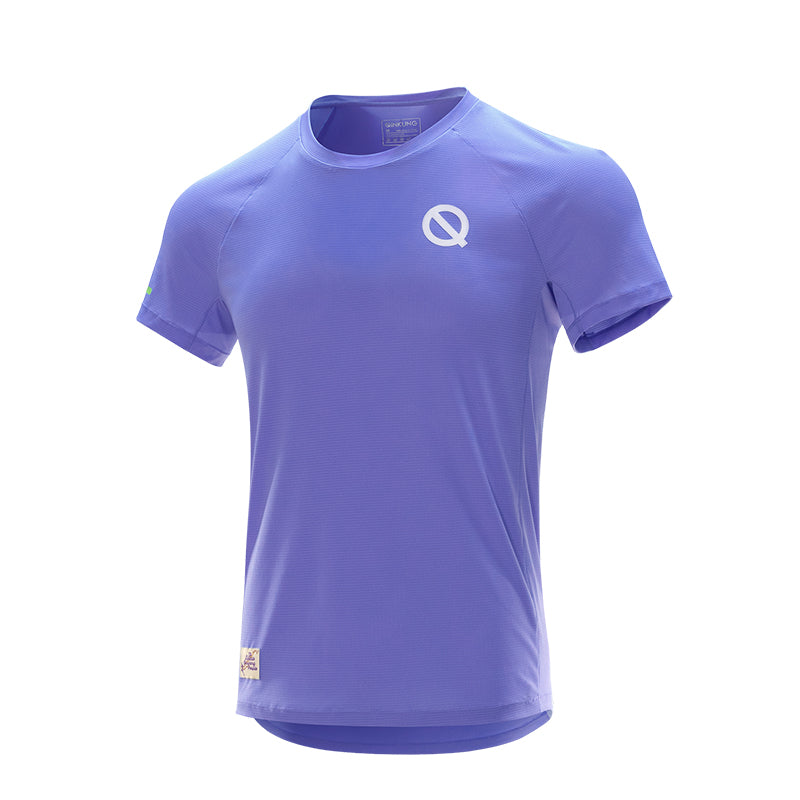 QK Running Men's Breathable Checkered Fabric T-shirt Top