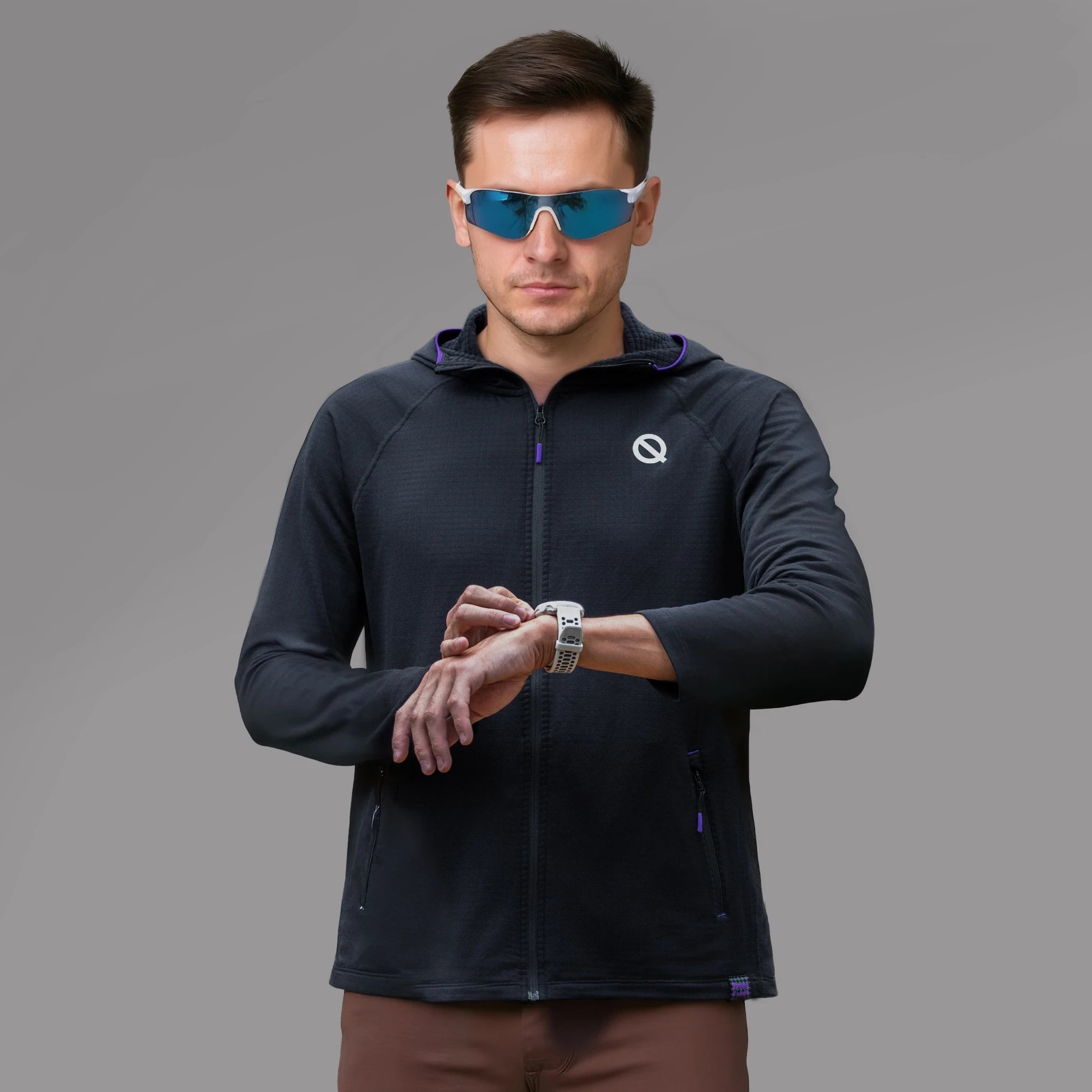 Men Thermal Hoodie Black