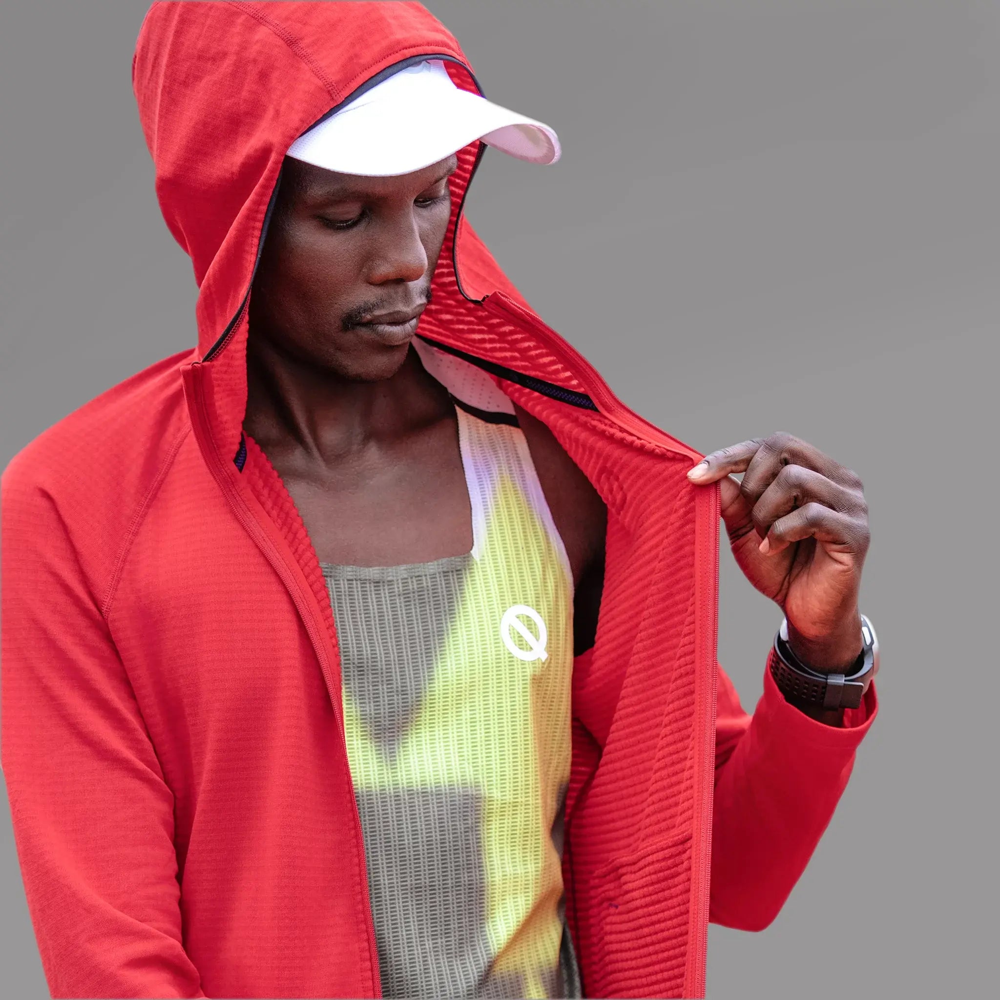 Men Thermal Hoodie red