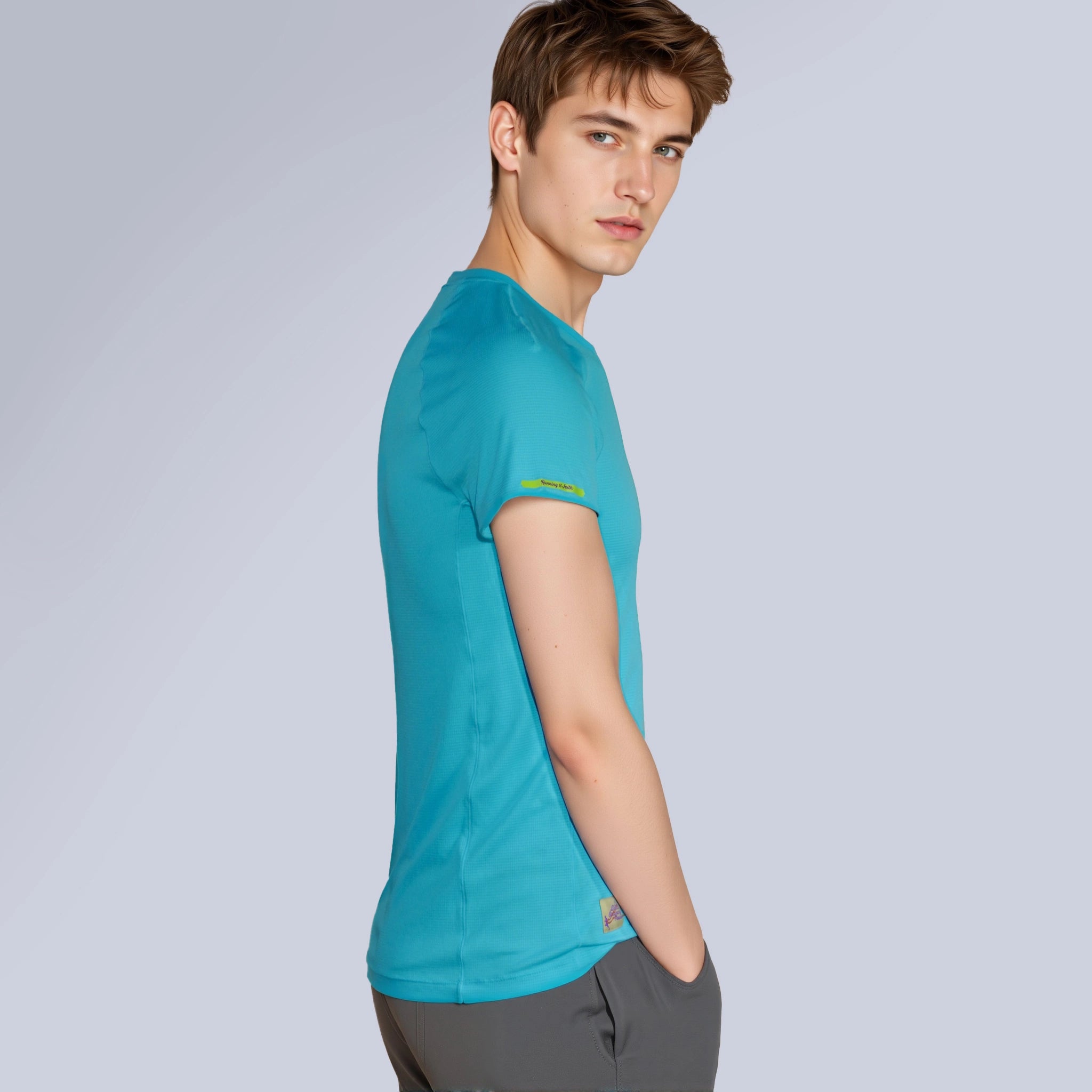 Men Air Mesh T-shirt celadon green color