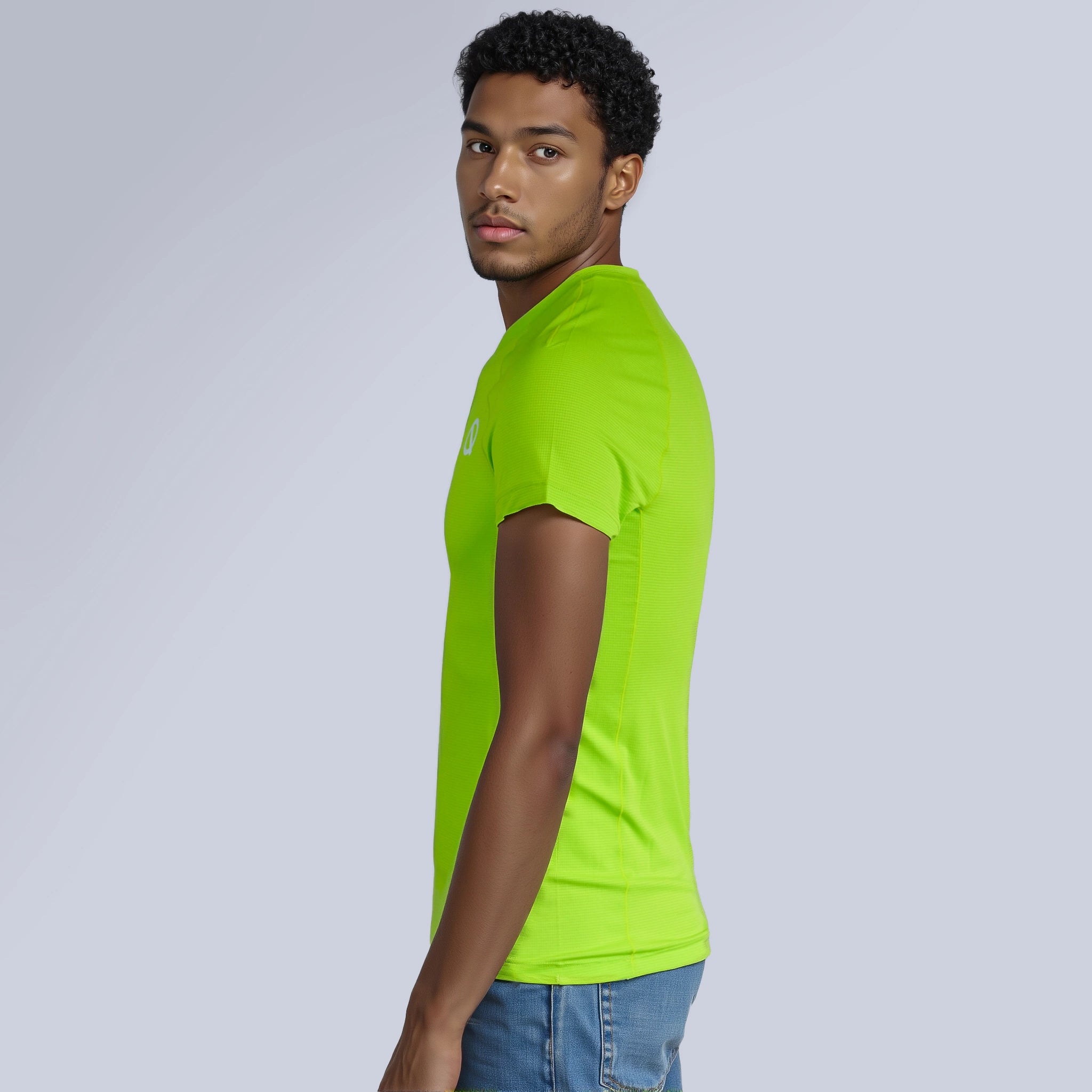 Men Air Mesh T-shirt lime green color