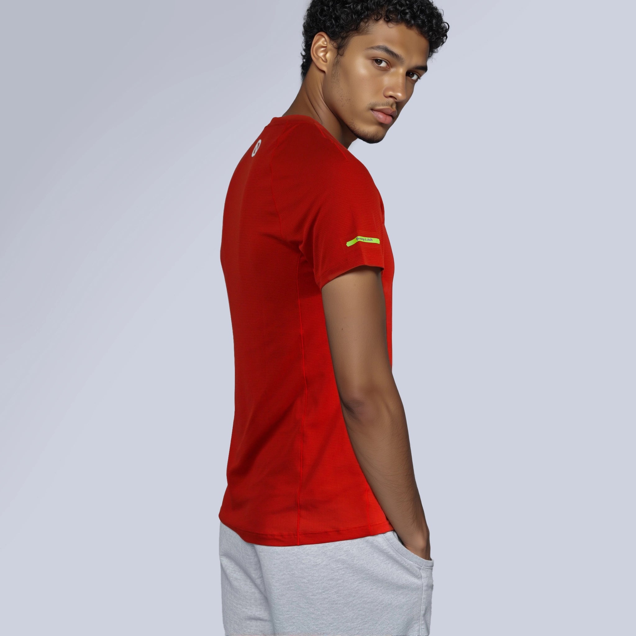 Men Air Mesh T-shirt red color