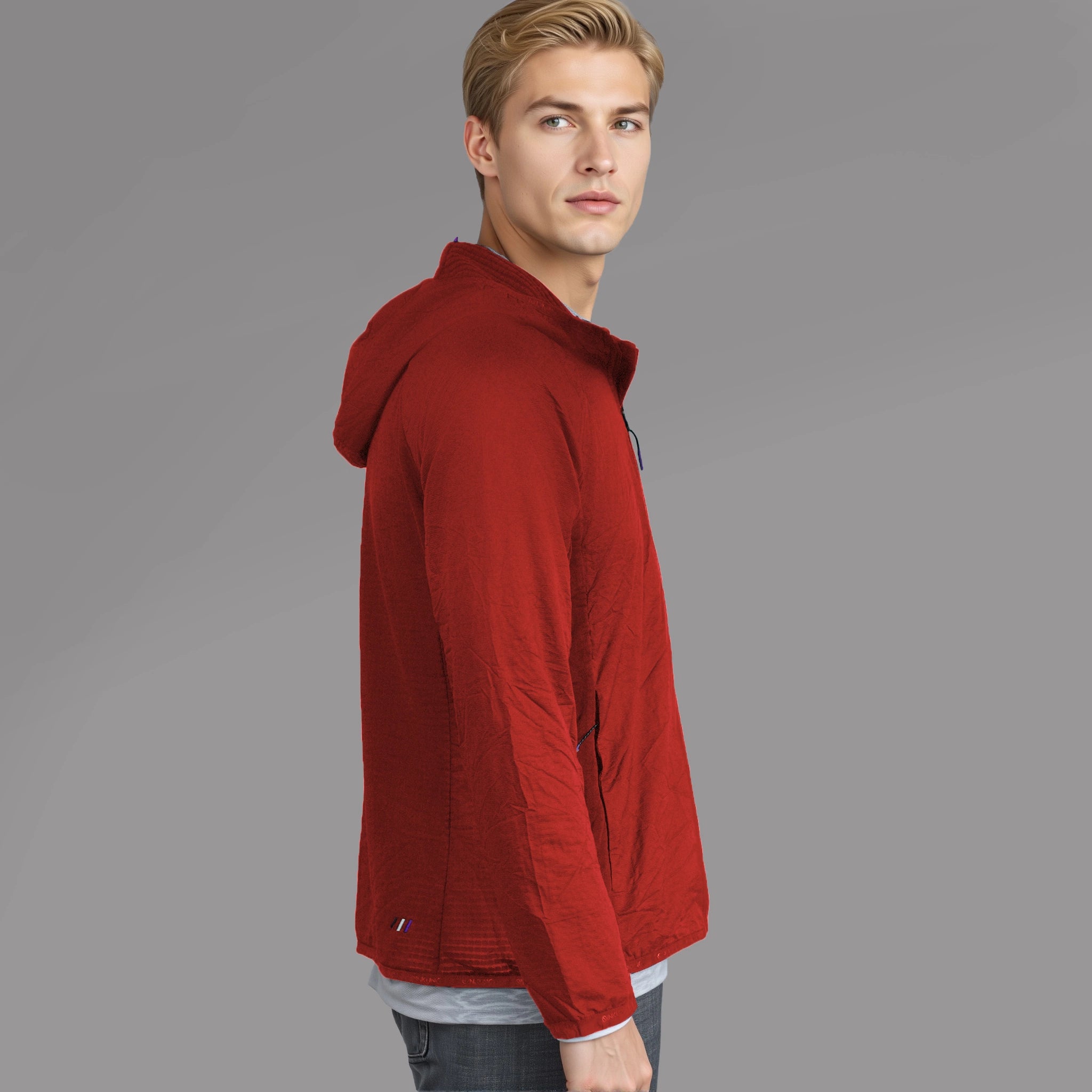 Men Thermal Hoodie red