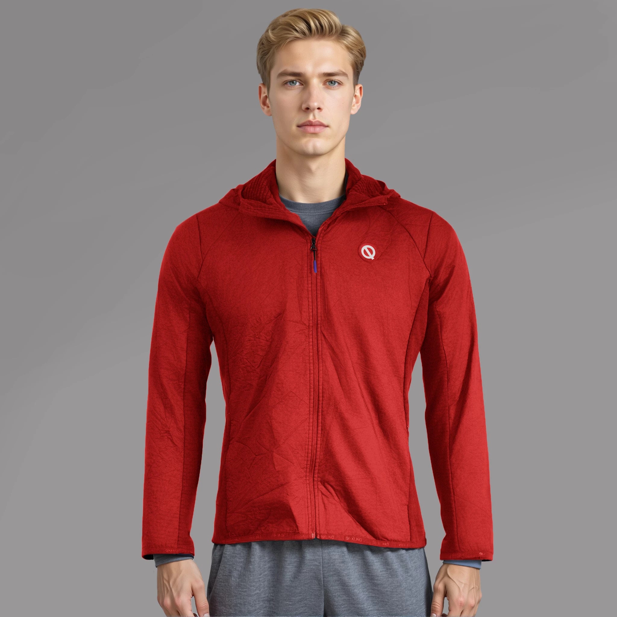Men Thermal Hoodie red
