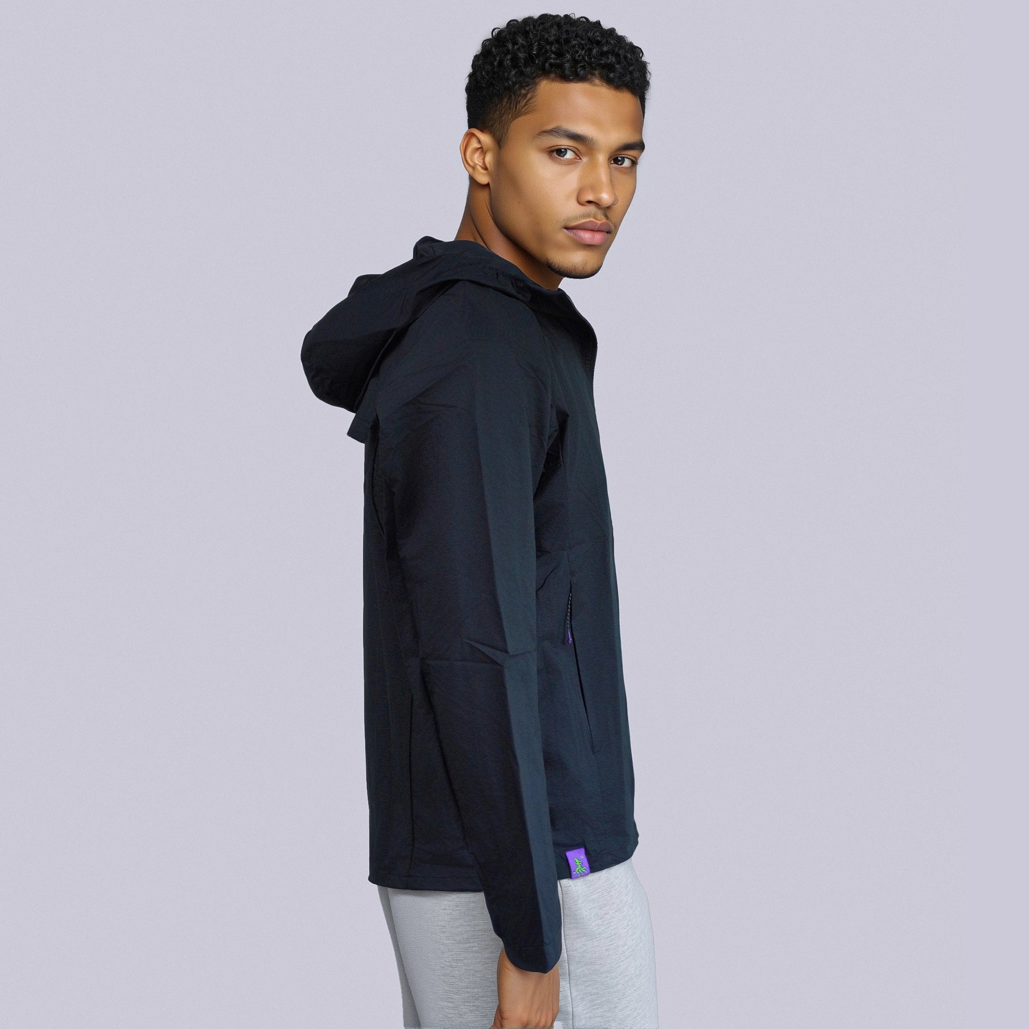 Men wind breaker jacket black