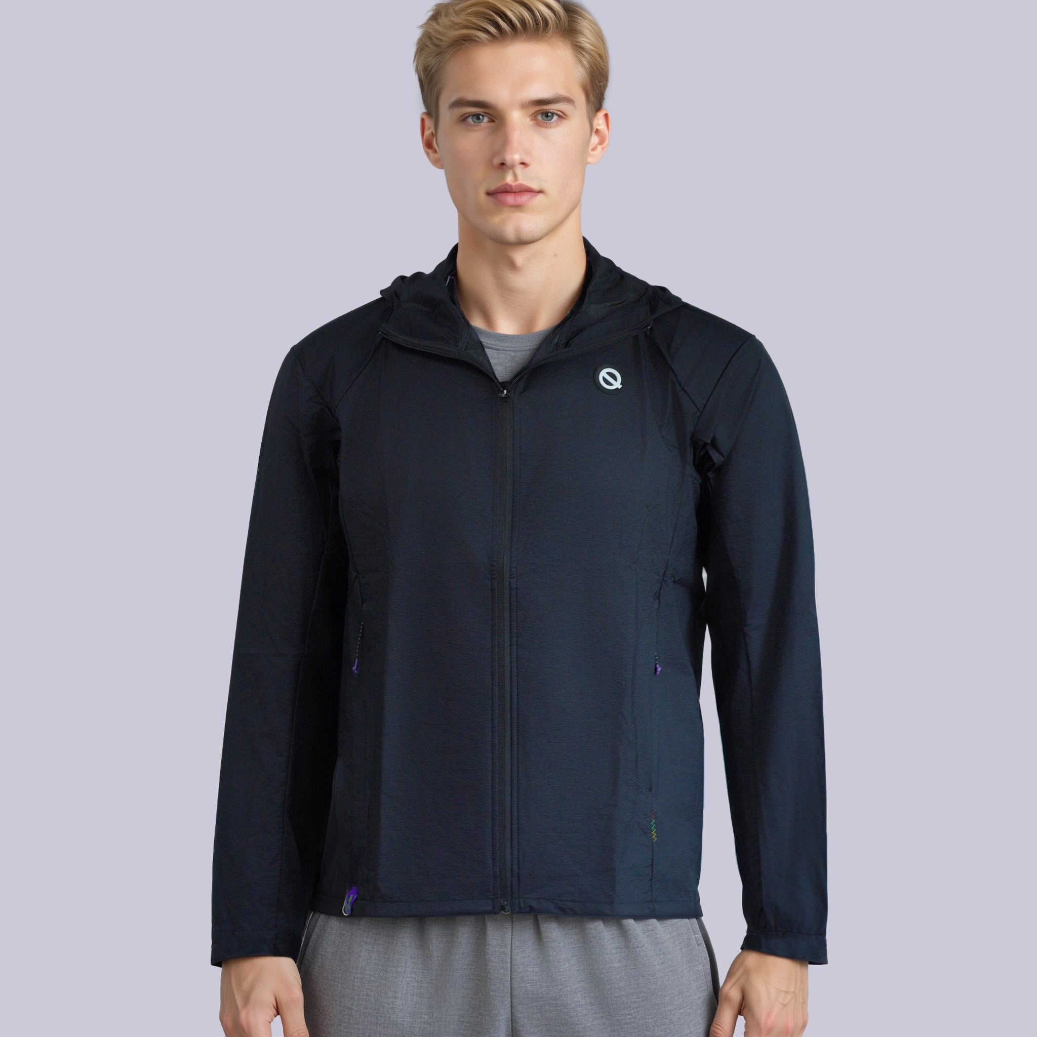 Men wind breaker jacket black