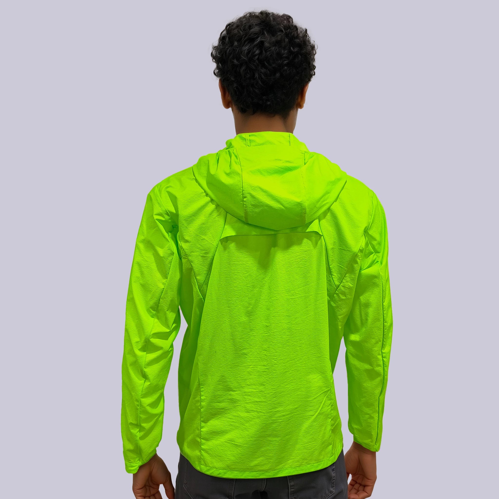 Men wind breaker running jacket lime green