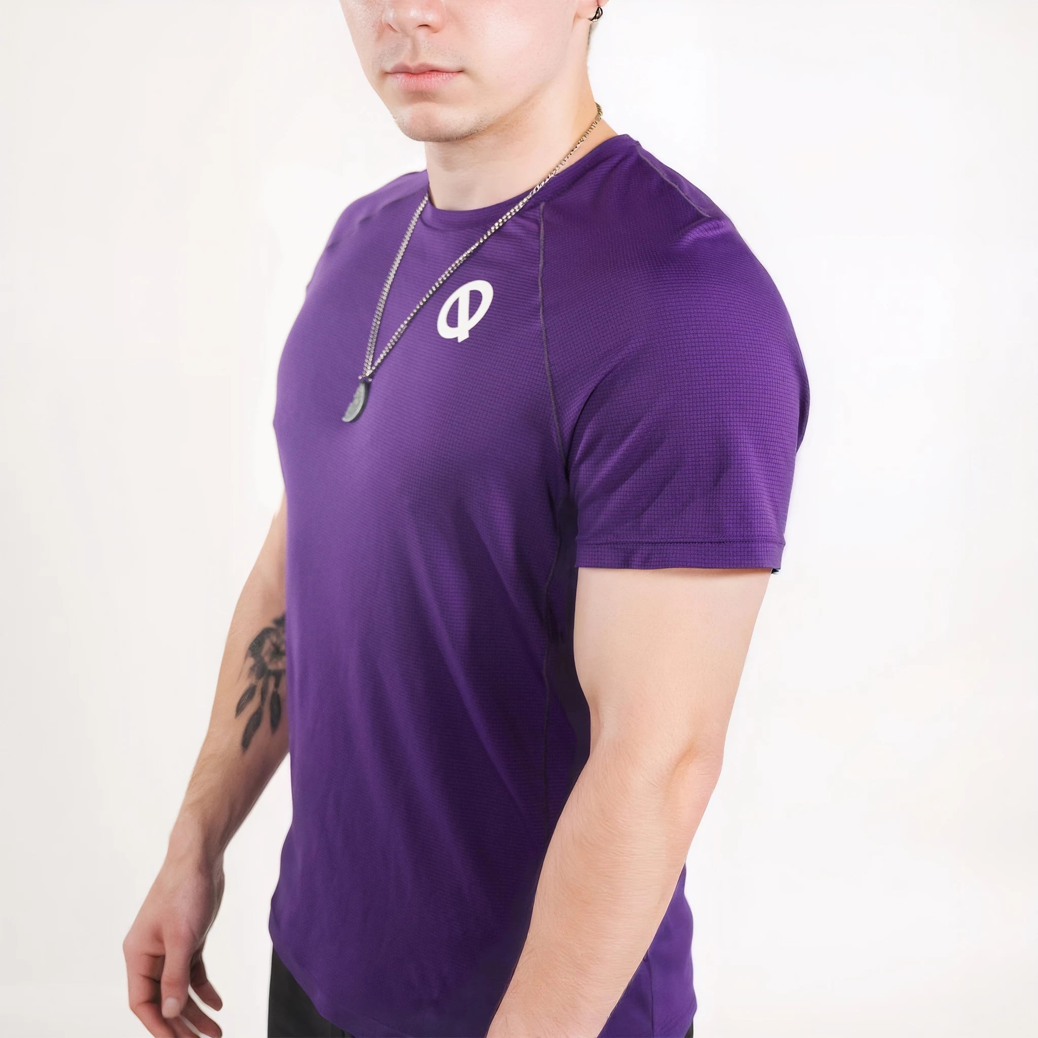 Mens breathable air mesh T-shirt deep purple