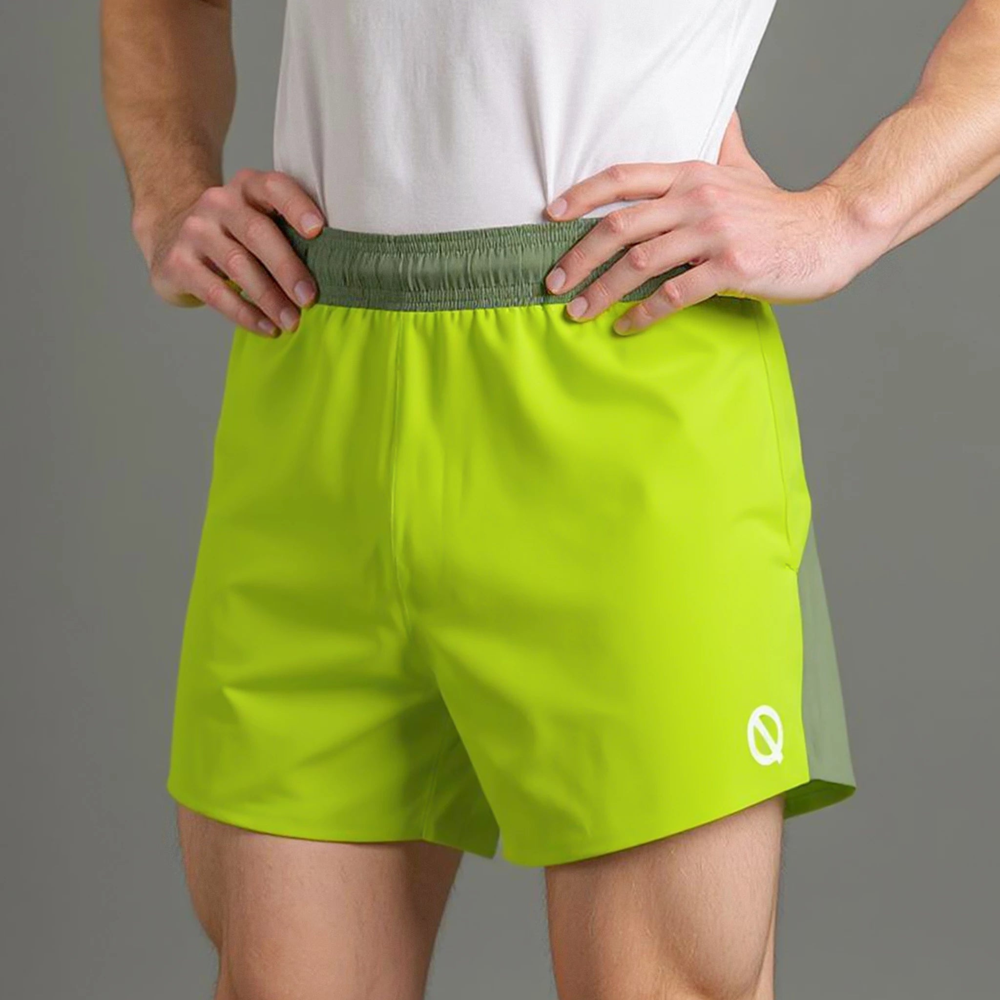 Mens Phantom Split Shorts in lime-green olive color