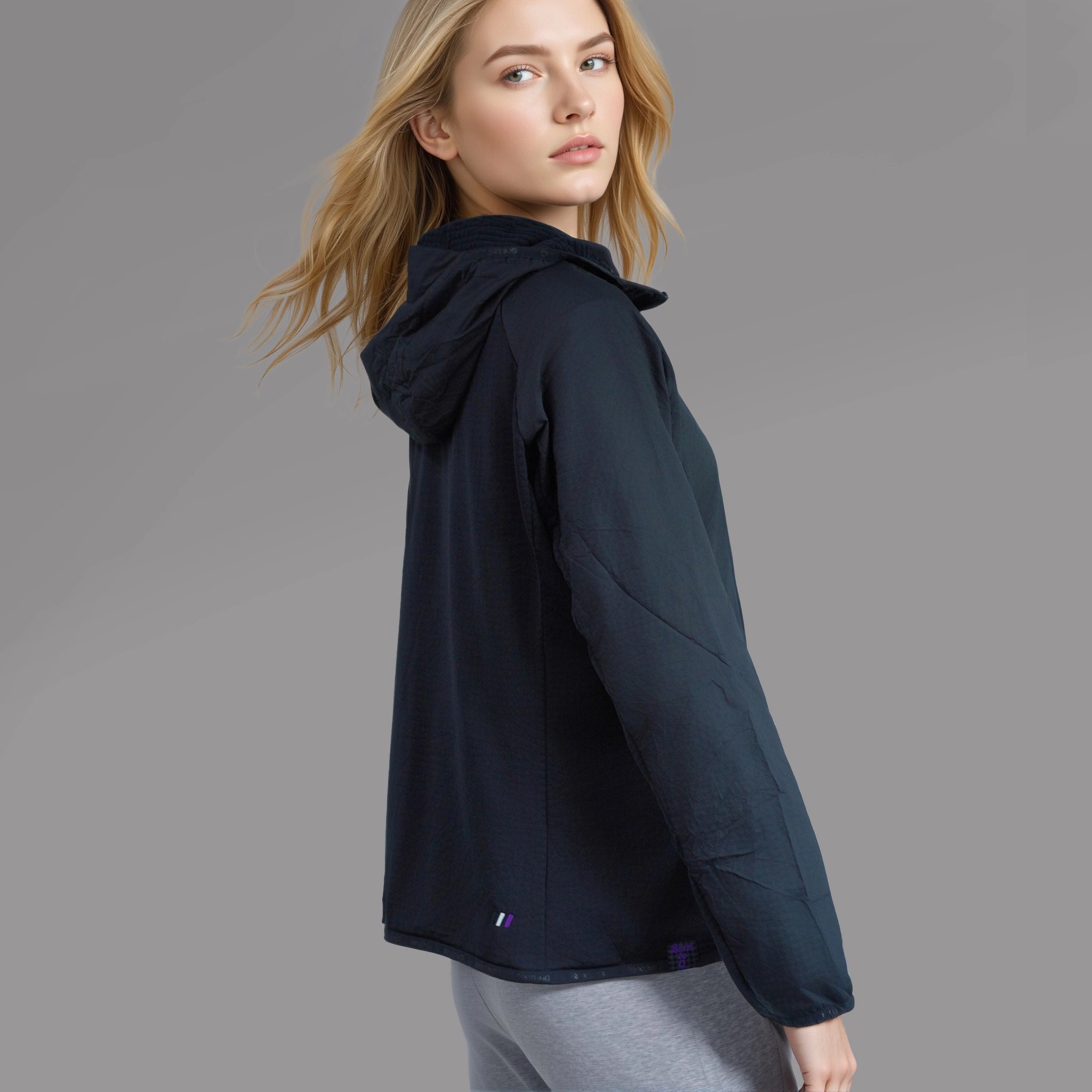 Women thermal hoodie black