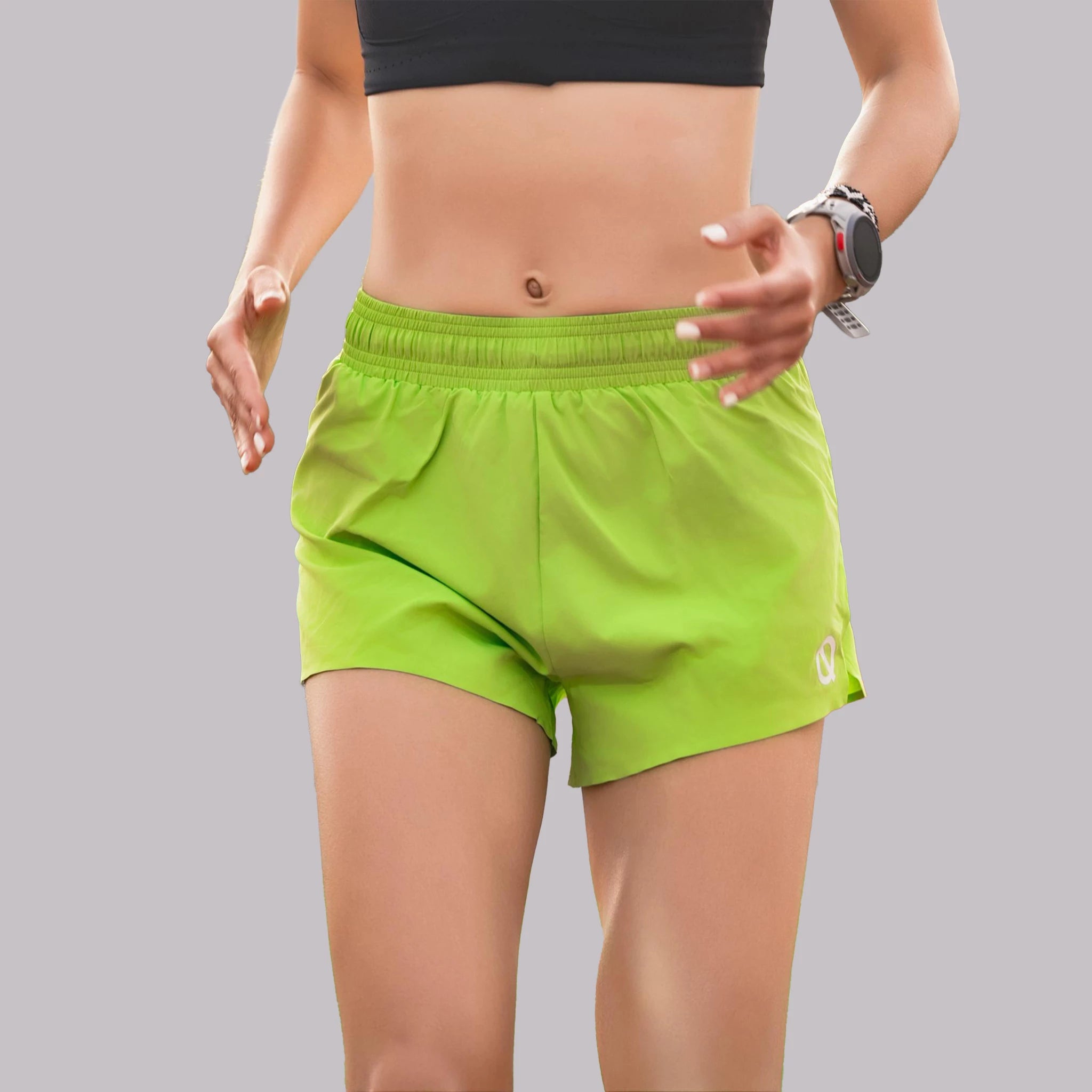 Womens Phantom Split shorts in lime-green color