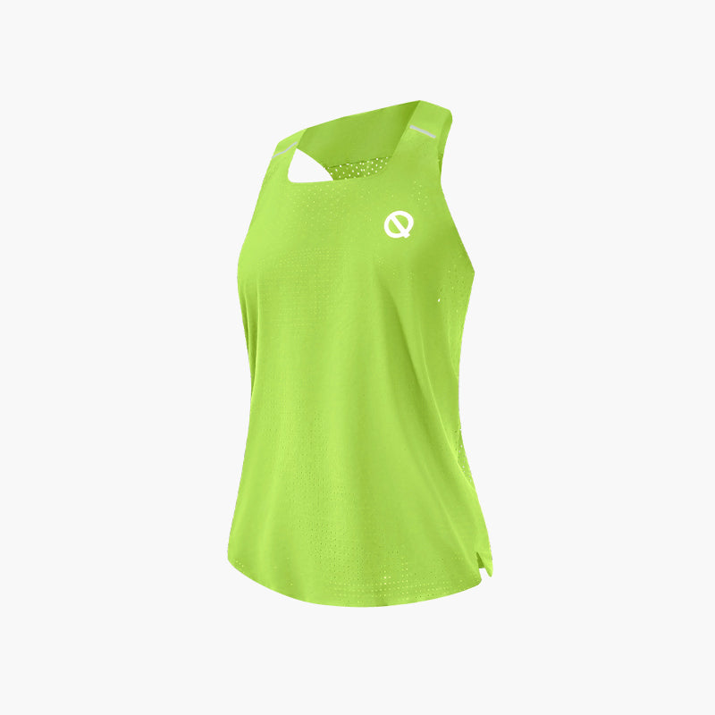 QK women's sweat-wicking quick-drying sleeveless singlet lime green
