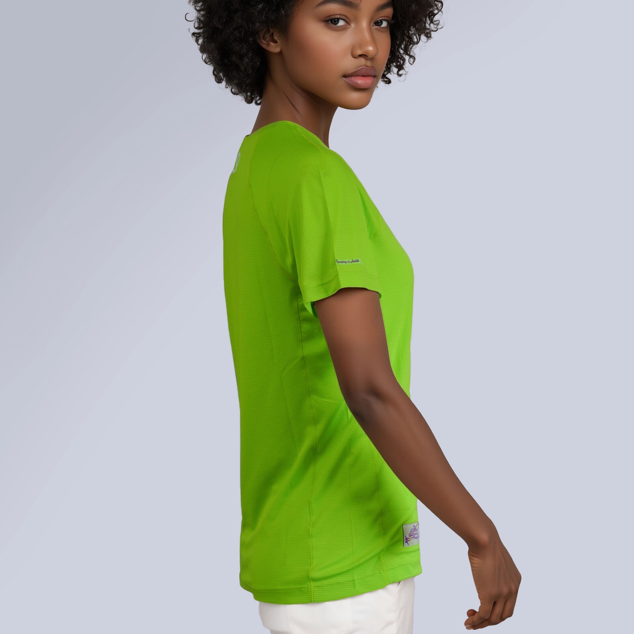 Women Air Mesh T-shirt lime green color