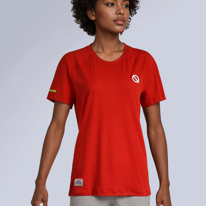 Women Air Mesh T-shirt red color