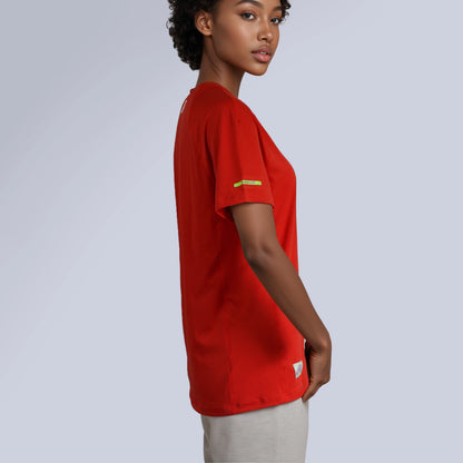 Women Air Mesh T-shirt red color