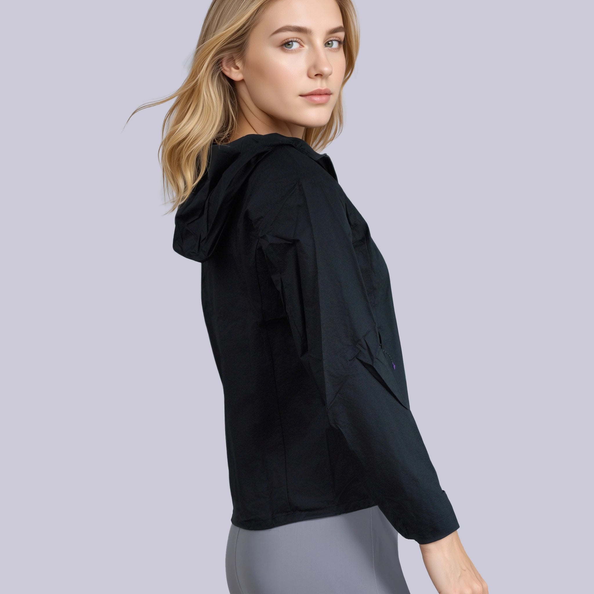 Women wind breaker jacket black
