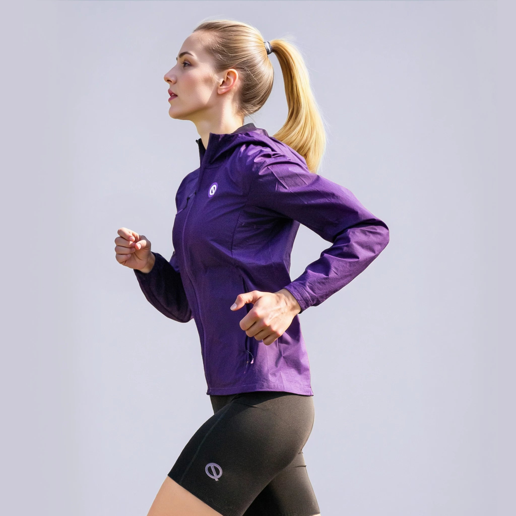 women wind breaker running jacket purple