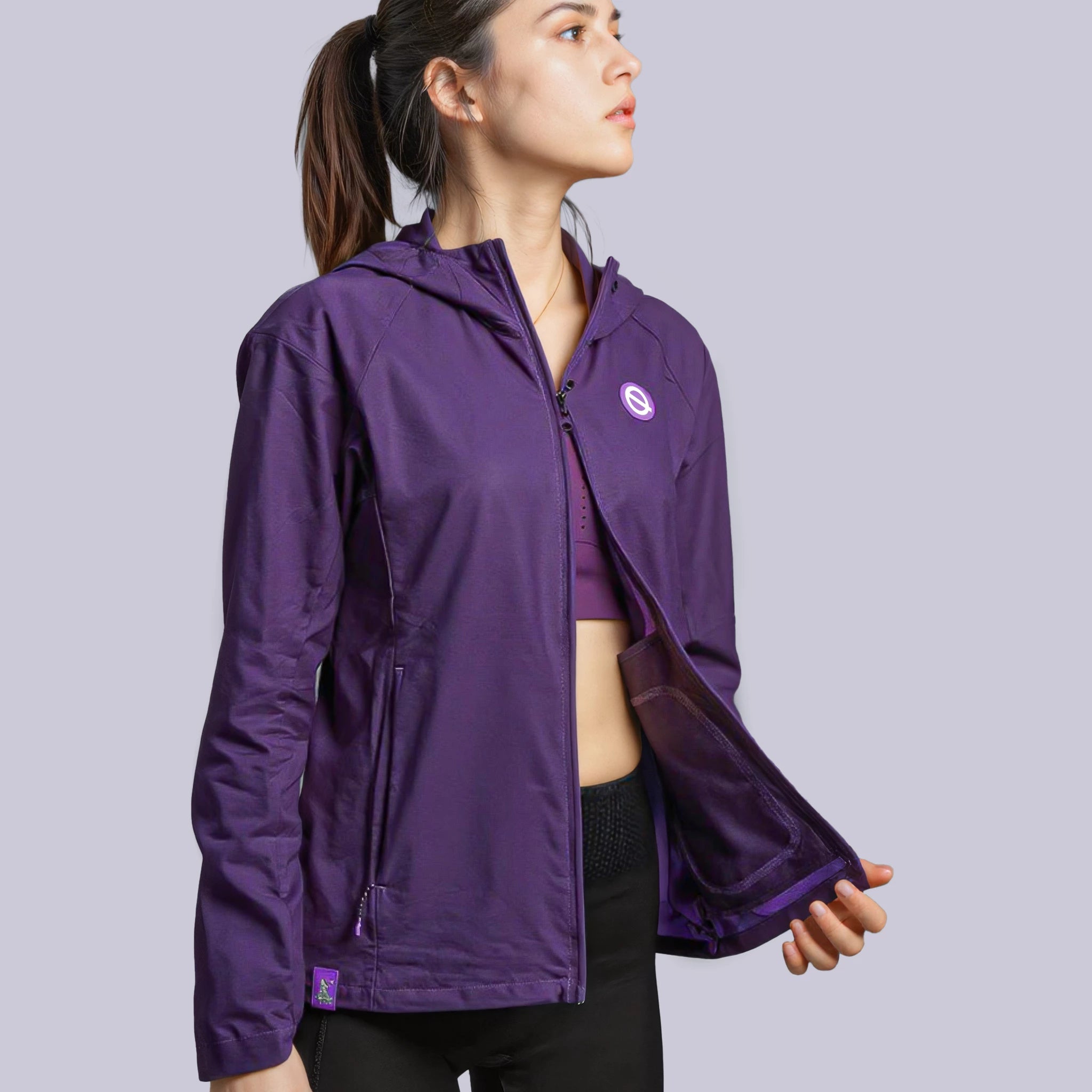 women wind breaker running jacket purple