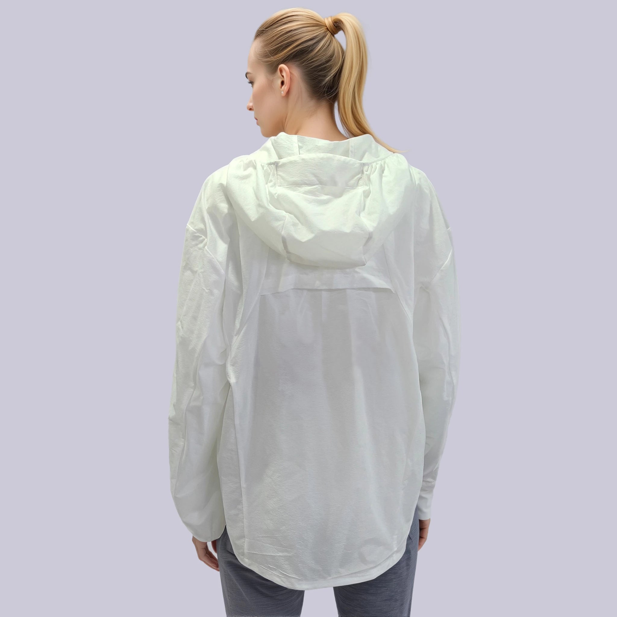 Women wind breaker running jacket white