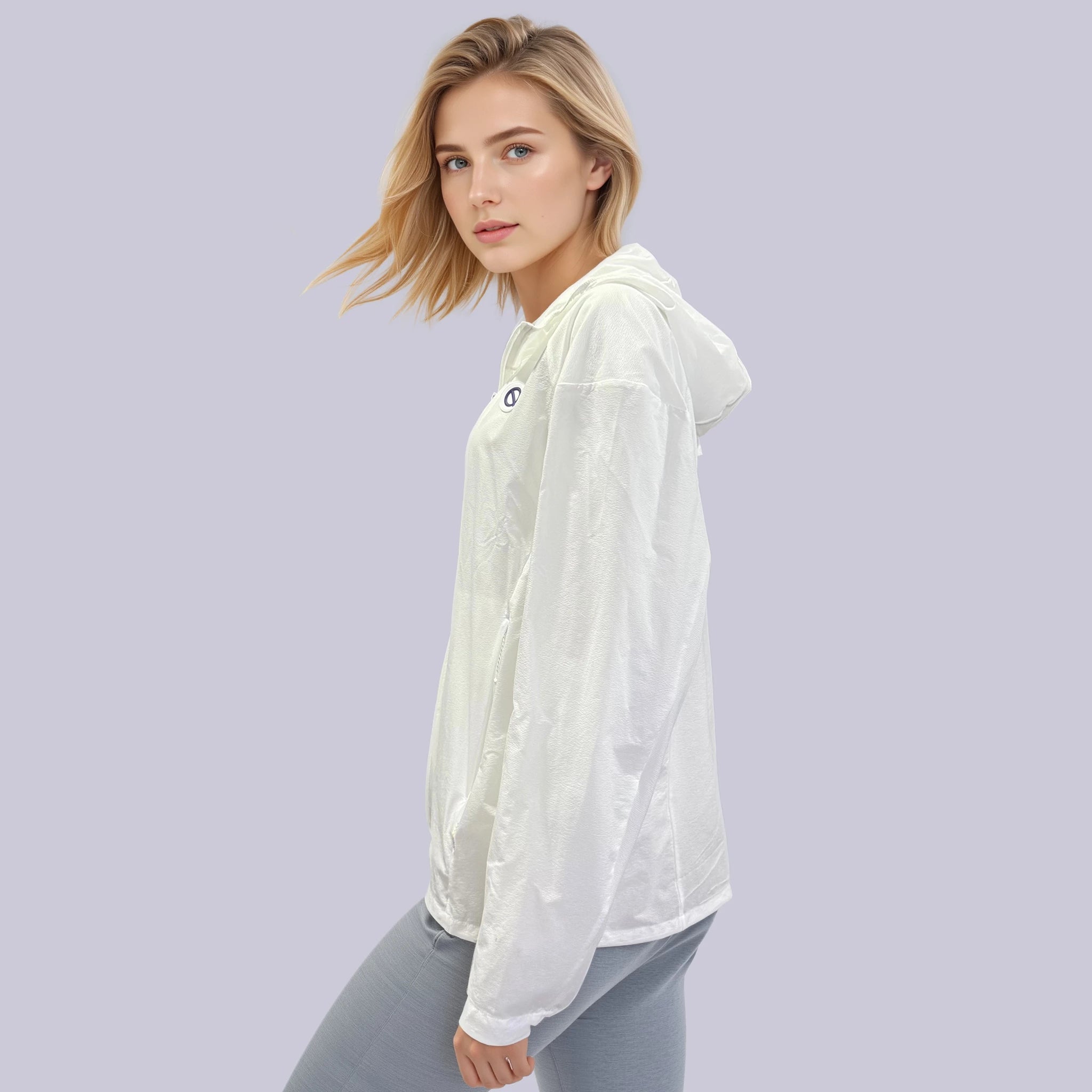 Women wind breaker running jacket white