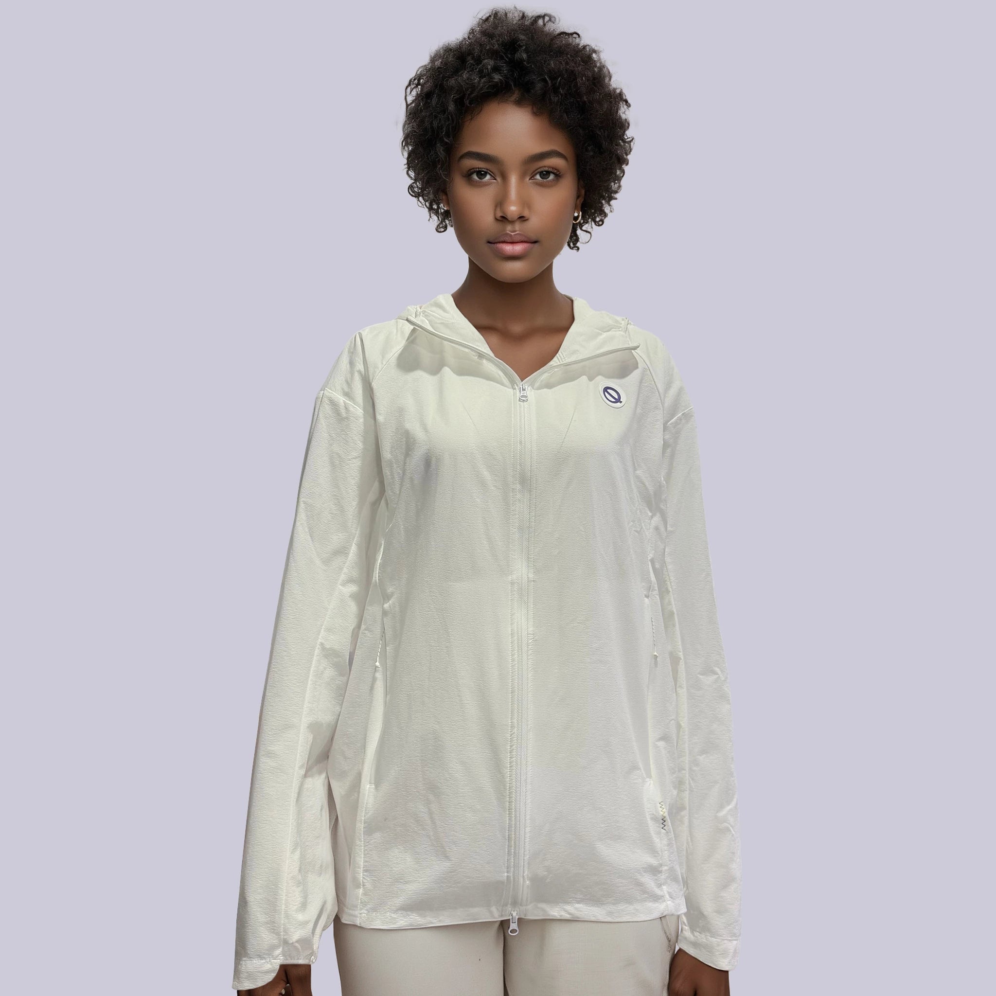 Women wind breaker running jacket white