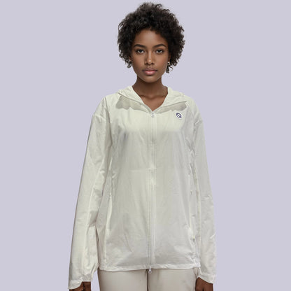 Women wind breaker running jacket white
